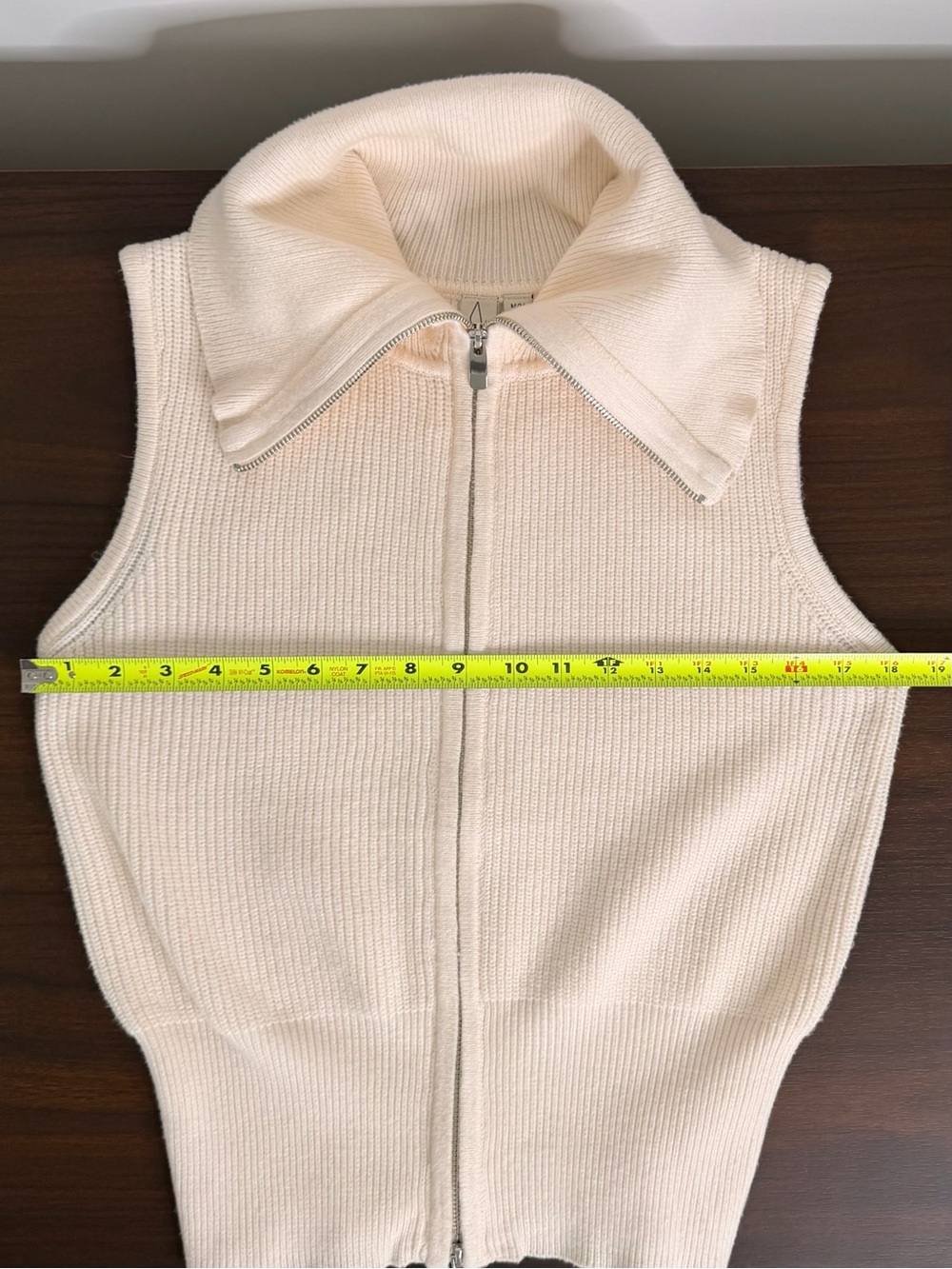 Joie Cream Ribbed Zip Front Sleeveless Sweater Vest M - Picture 11 of 13